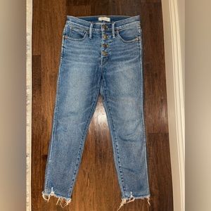 Madewell 10” high rise skinny petite raw hem